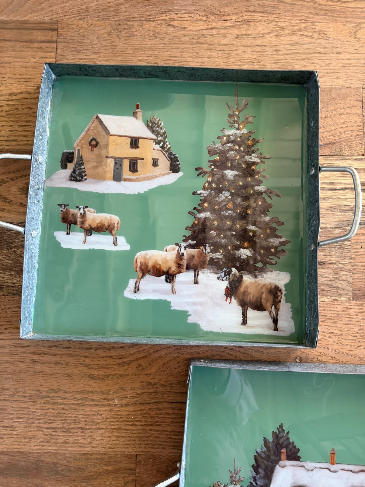 Christmas Galvanized tray Food safe sold individually 13”