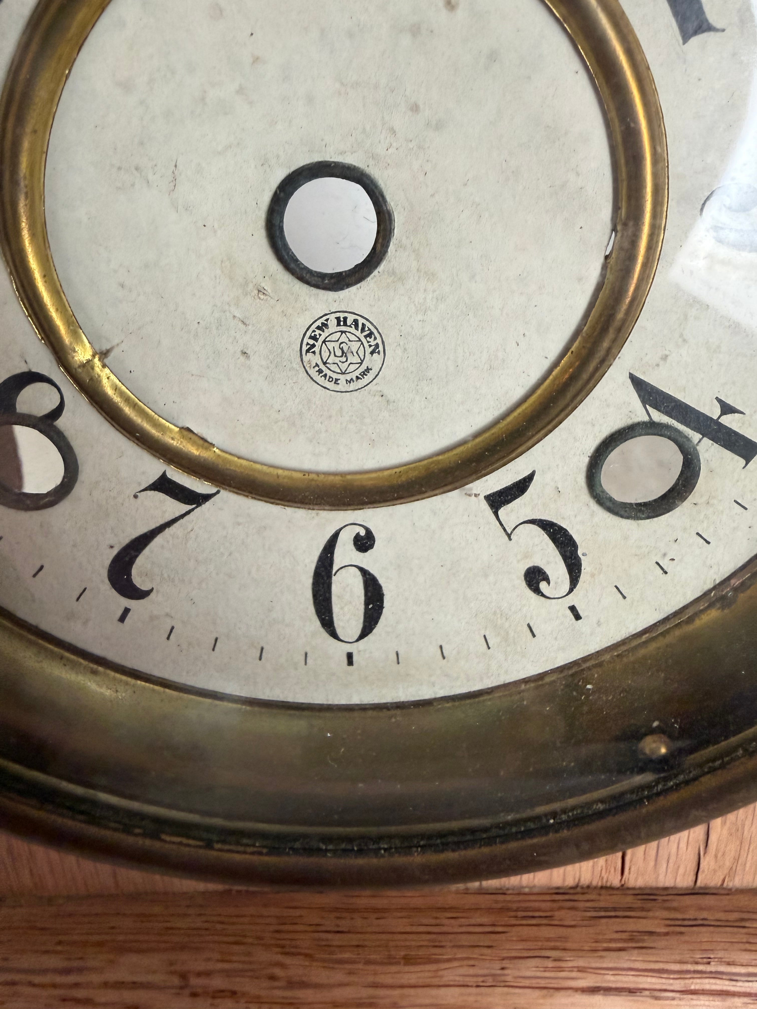 Antique New Haven Mantle Clock With Cast Copper Accents (missing Clock Mechanism)