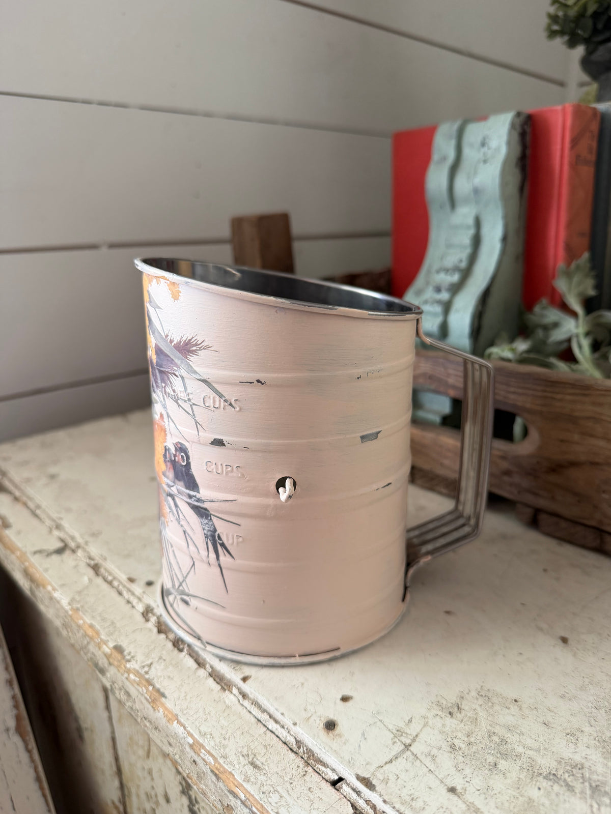 Vintage sifter hand painted