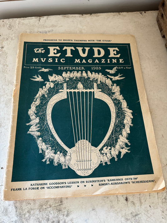 VINTAGE THE ETUDE MUSIC MAGAZINE SEPT. 1925