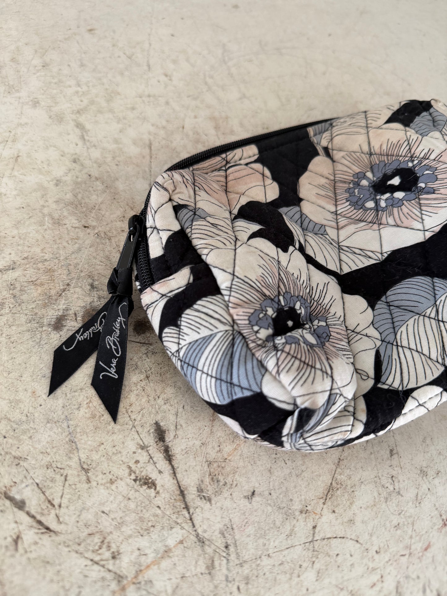 Vera Bradley, black floral makeup bag
