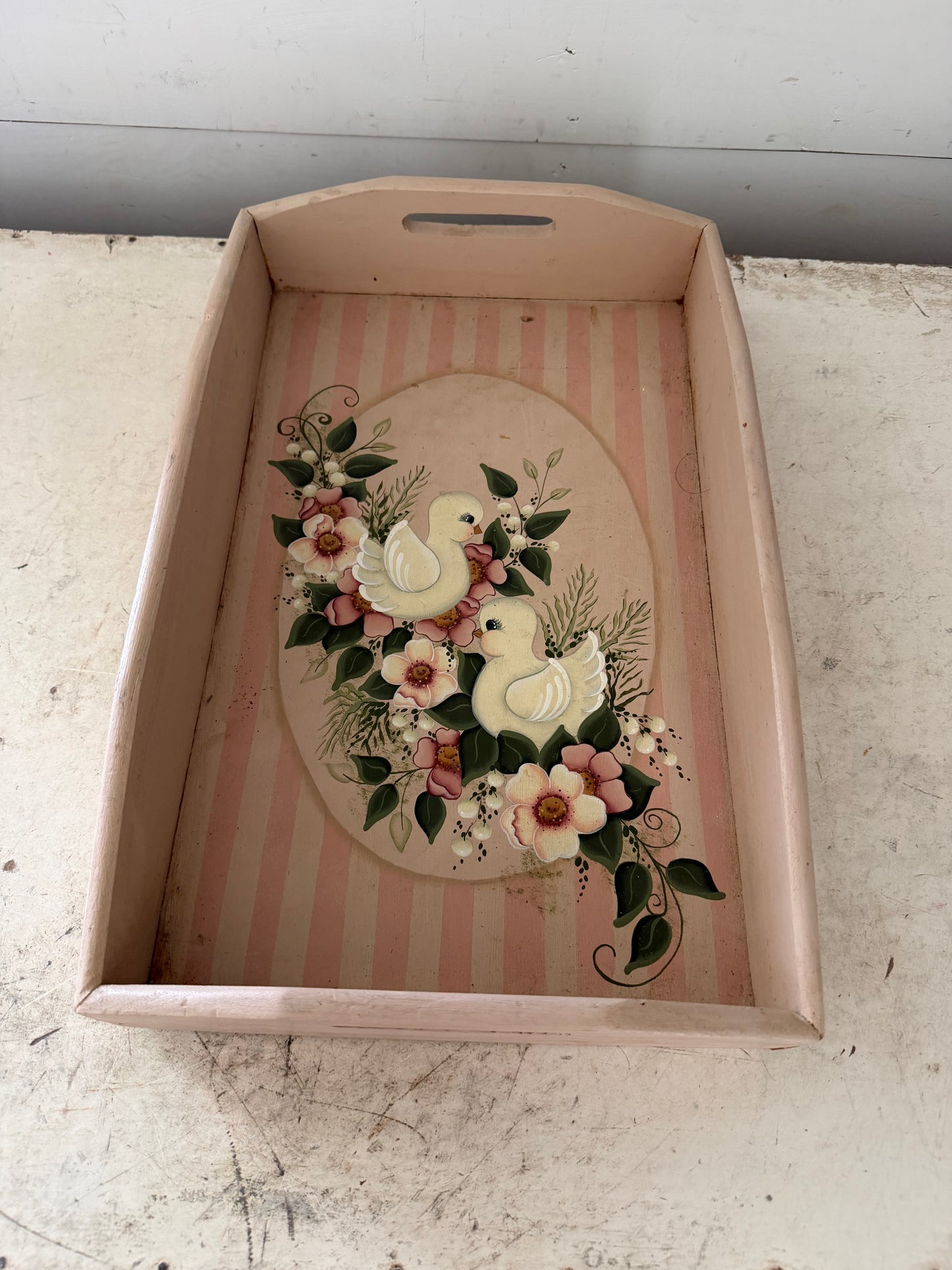 Vintage style hand-painted tray
