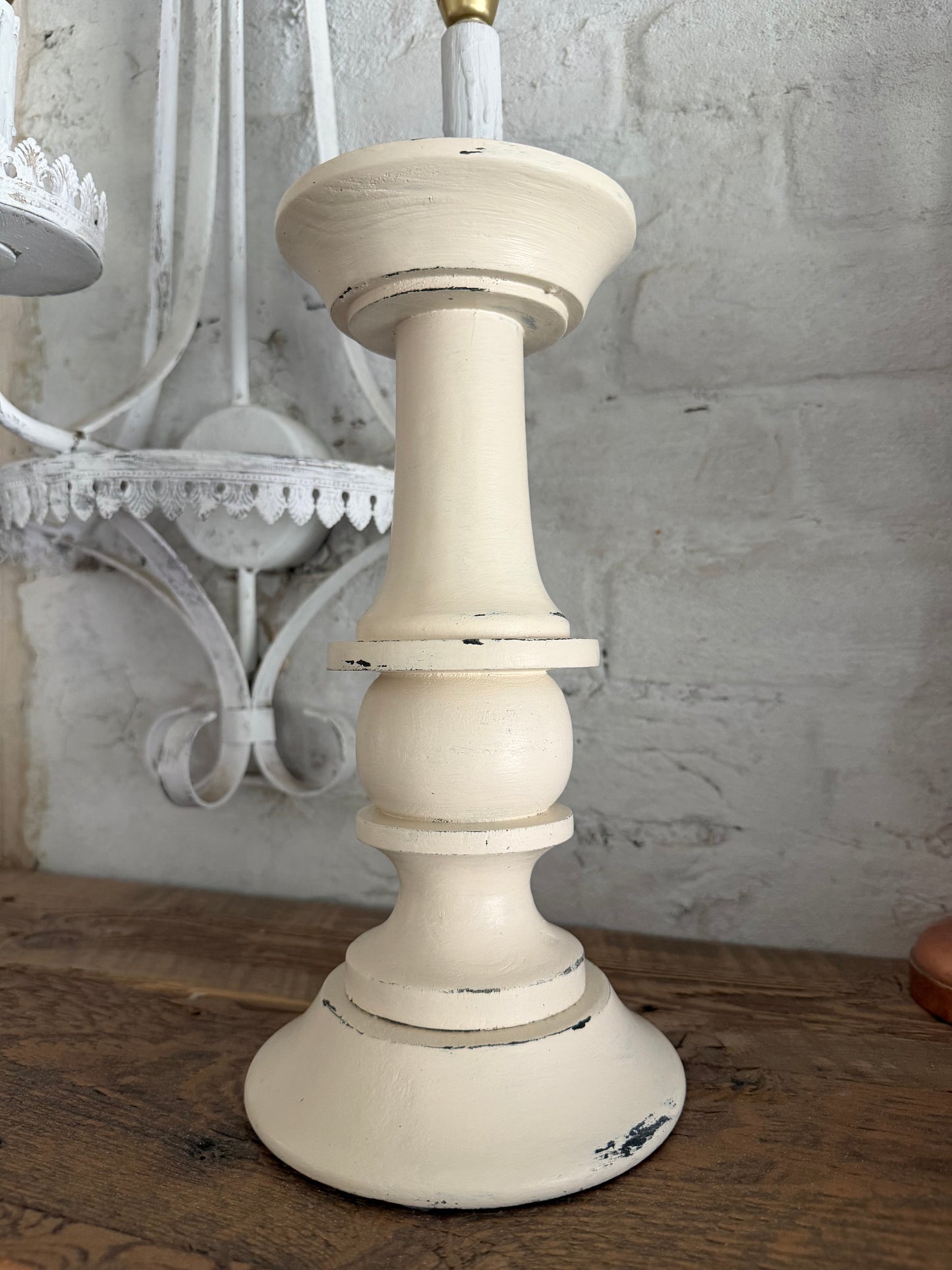Hand Painted Turned Candlestick 12.5”