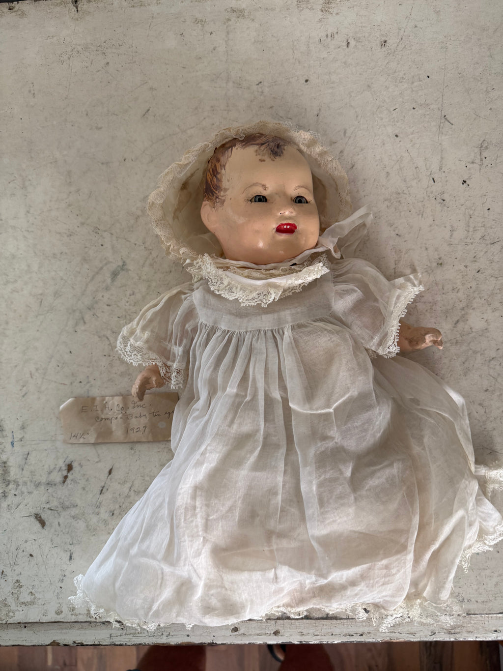 1929 Edward Imeson Horsman Toy Co Composition Baby with Tin eyes Doll