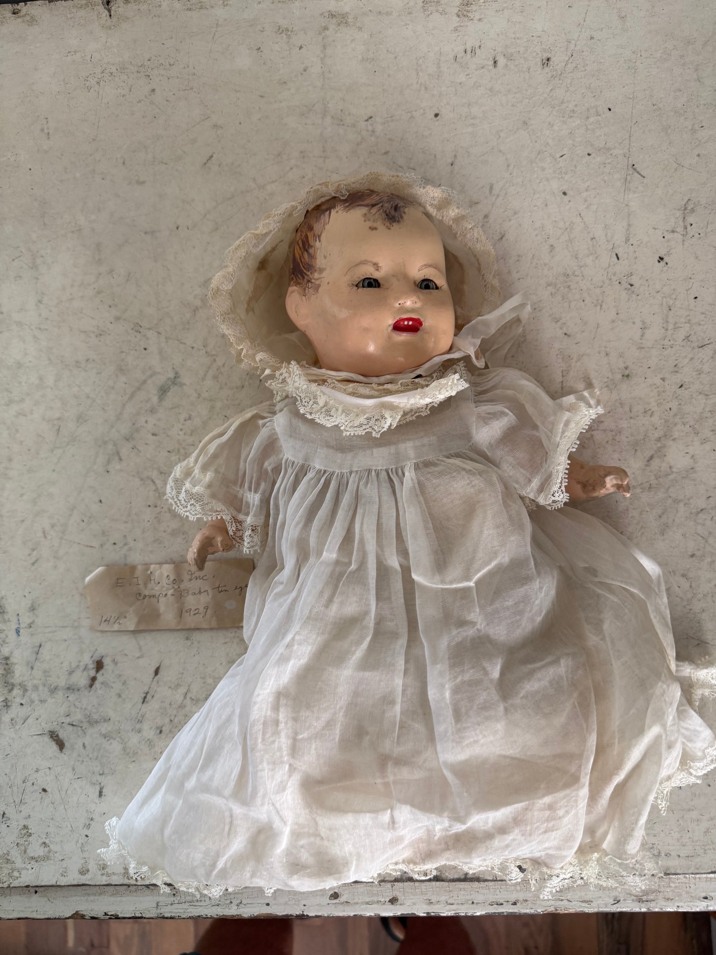 1929 Edward Imeson Horsman Toy Co Composition Baby with Tin eyes Doll