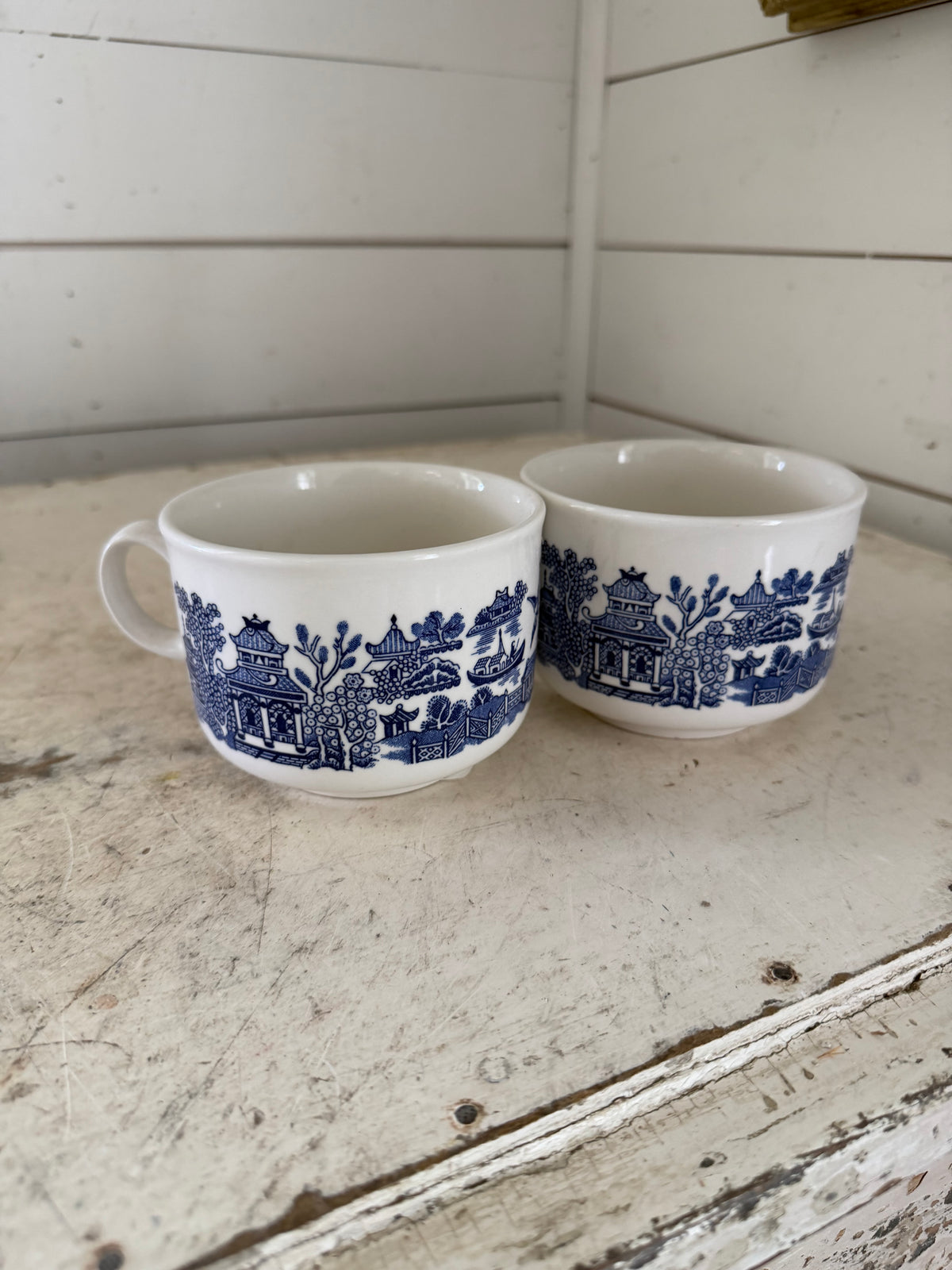 Large blue Willow mug made in England sold an individual individually