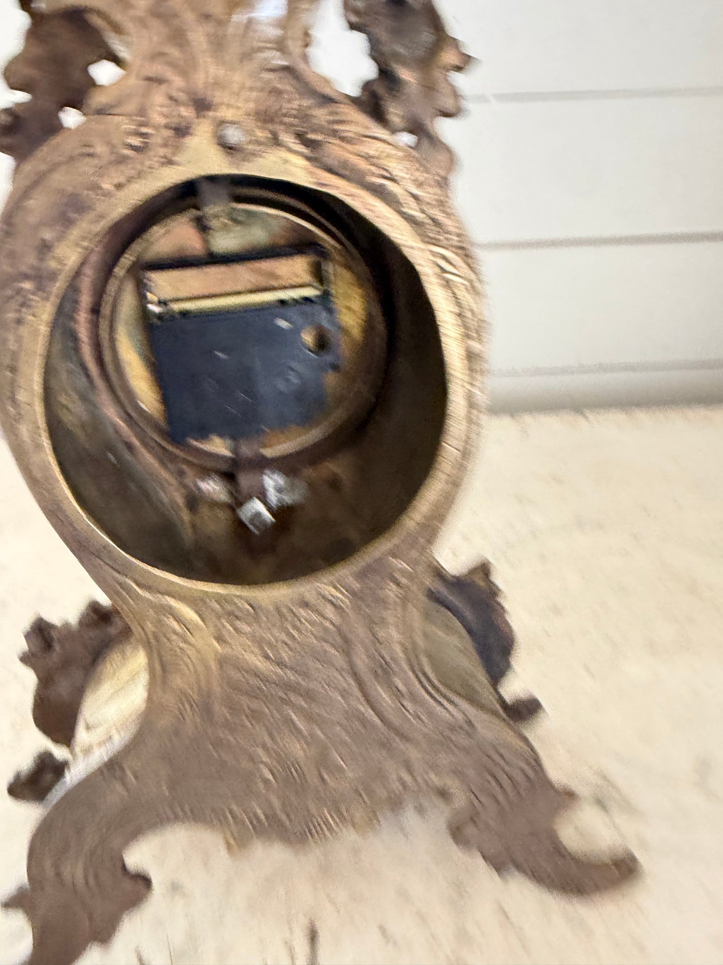 Antique Italian Rococo-style brass mantel clock - clock parts not original and not currently working for decor only as is