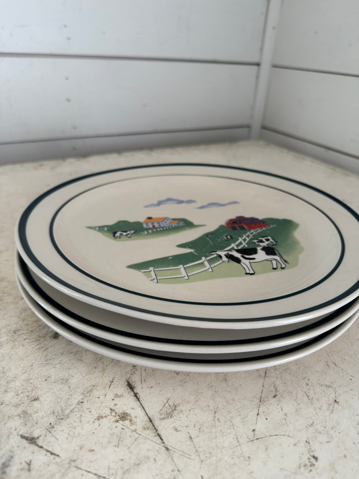 Century Stoneware Fannie's Farm Cow Plate as is sold individually