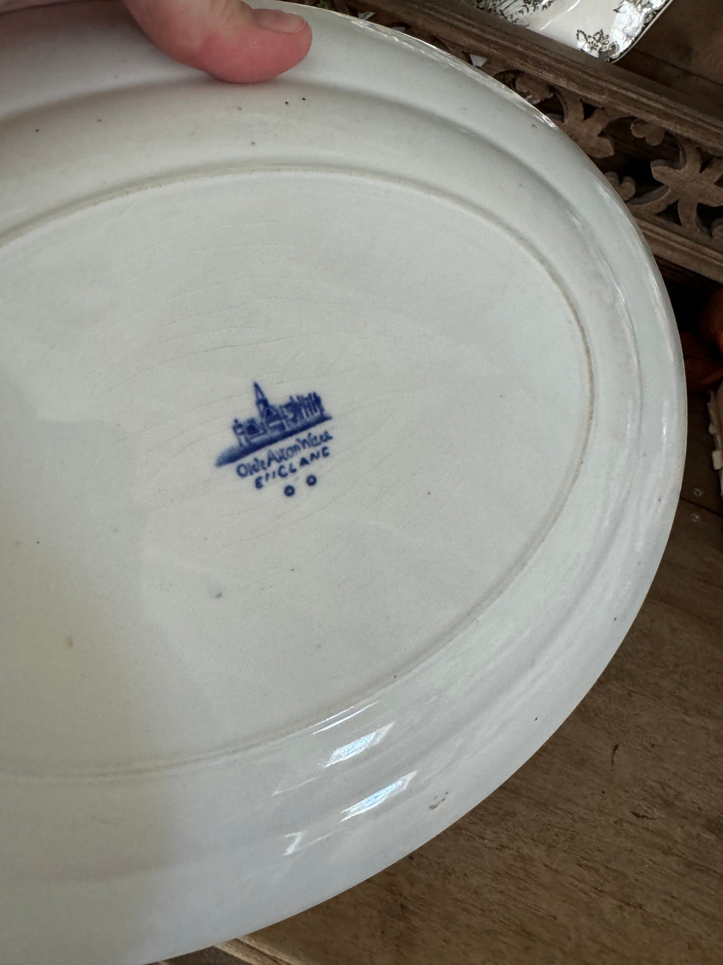 Vintage Olde Alton Ware Blue and White Oval Serving Dish by Swinnertons, England