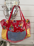 Oversized oil cloth multicolor bag - holds a ton blankets not included