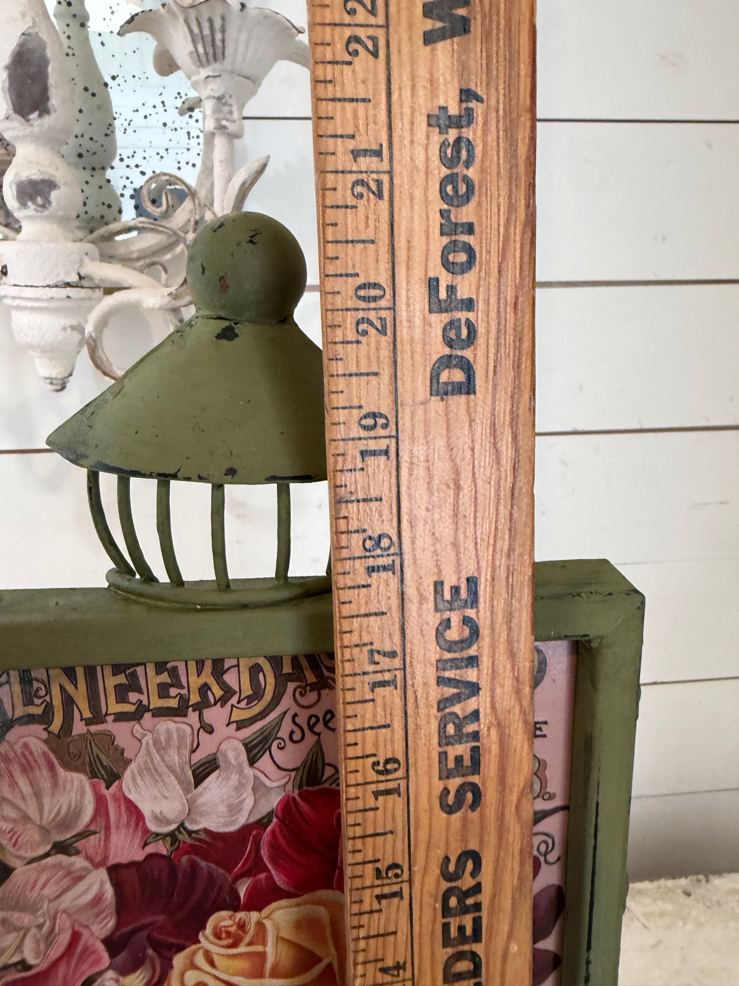 Hand painted Standing sign will floral design transfer