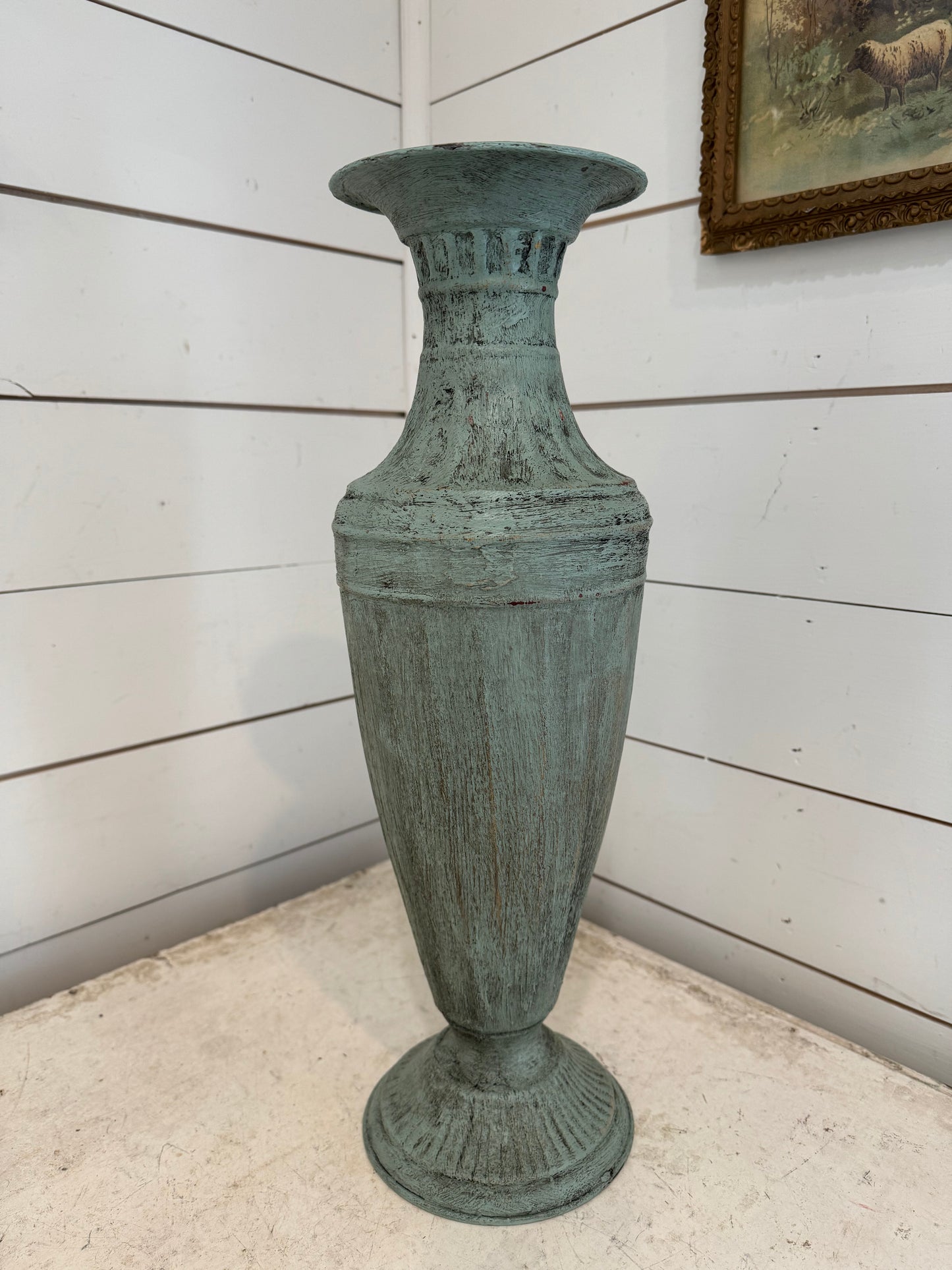 Hand painted Metal Urn