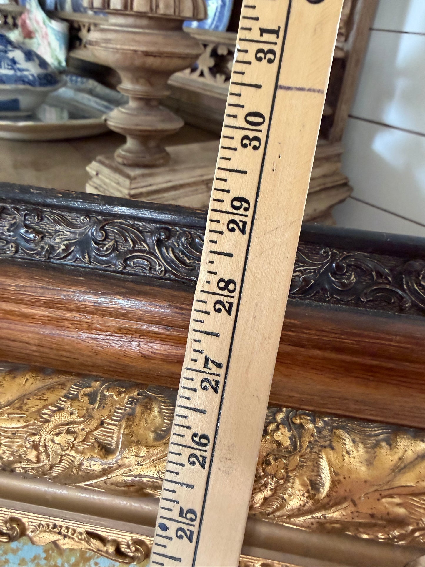 Beautiful ornate frame will get new art or original oil can stay in