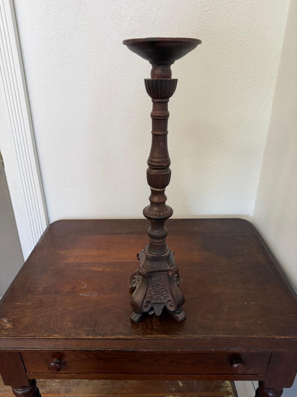 Large ornate Resin Candlestick - Will get makeover