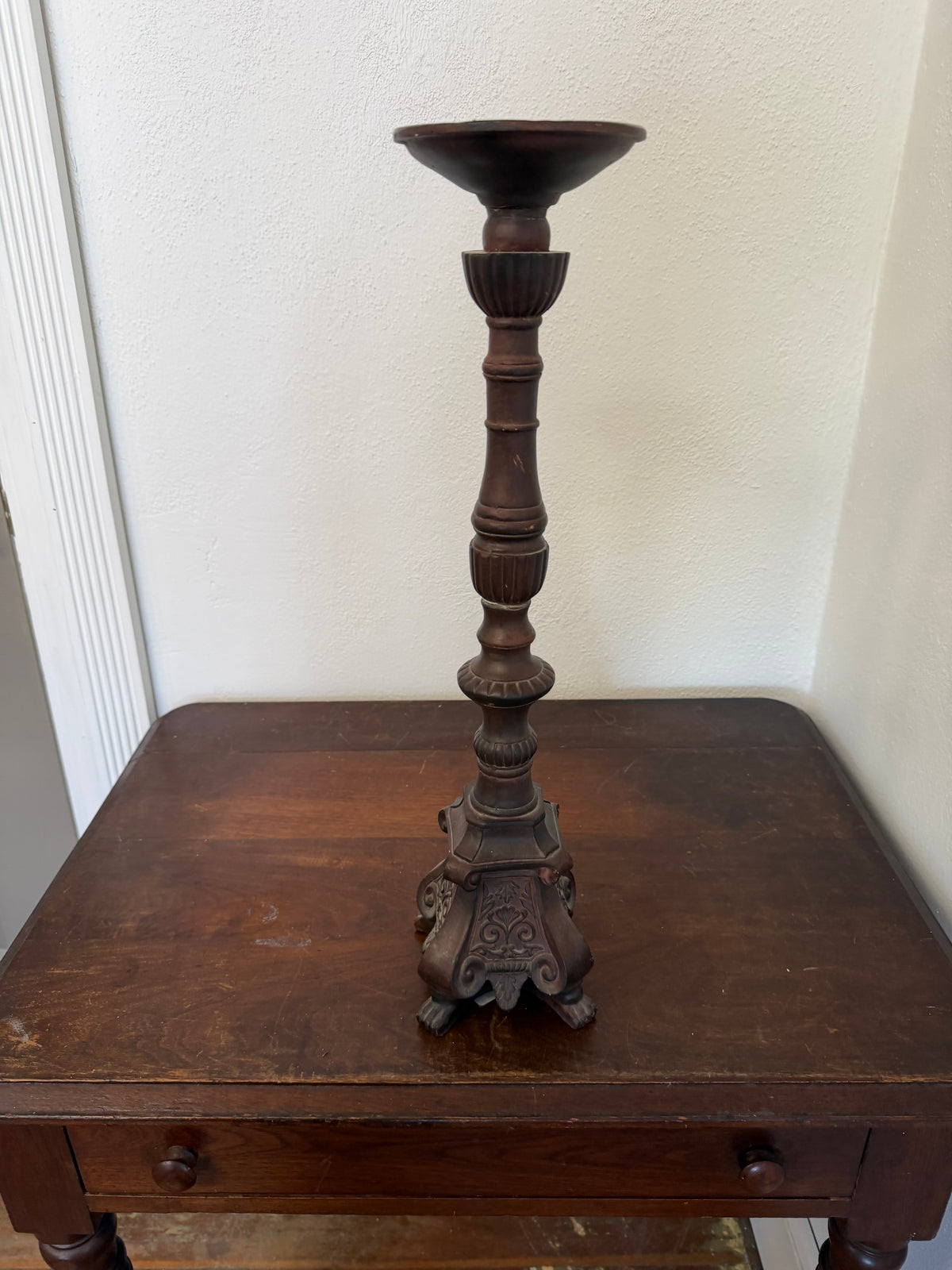 Large ornate Resin Candlestick - Will get makeover