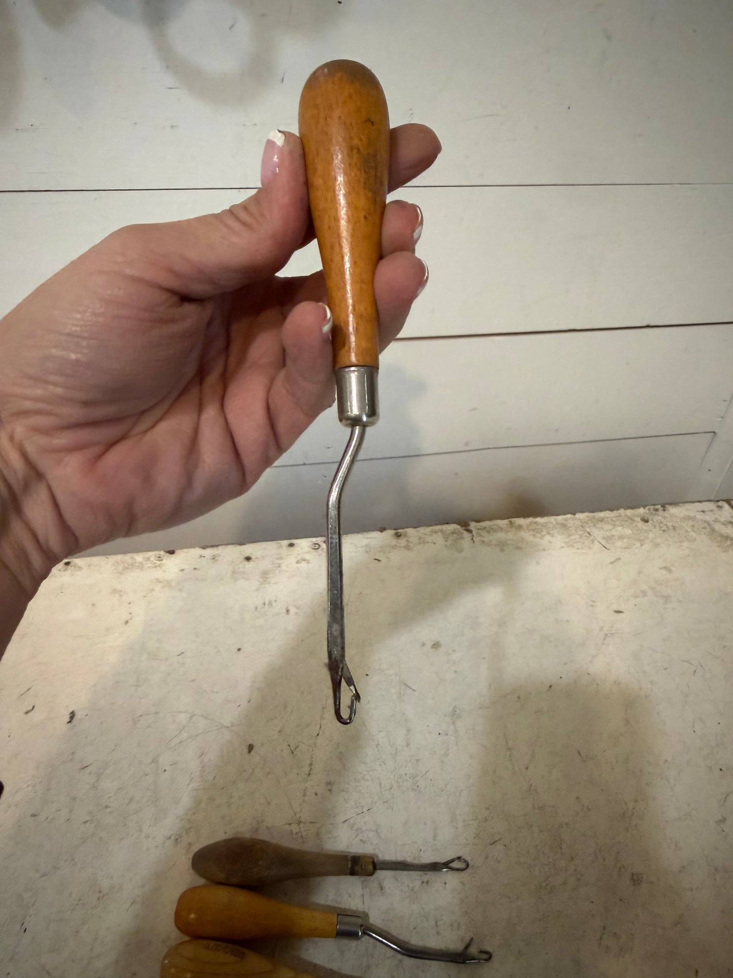 Latch Hook Tool Canvas Rug with wooden handles Made in England - sold individually picked at random