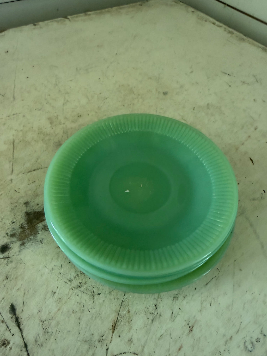 Vintage Jadeite saucer - will get turned into two tier trinket dish