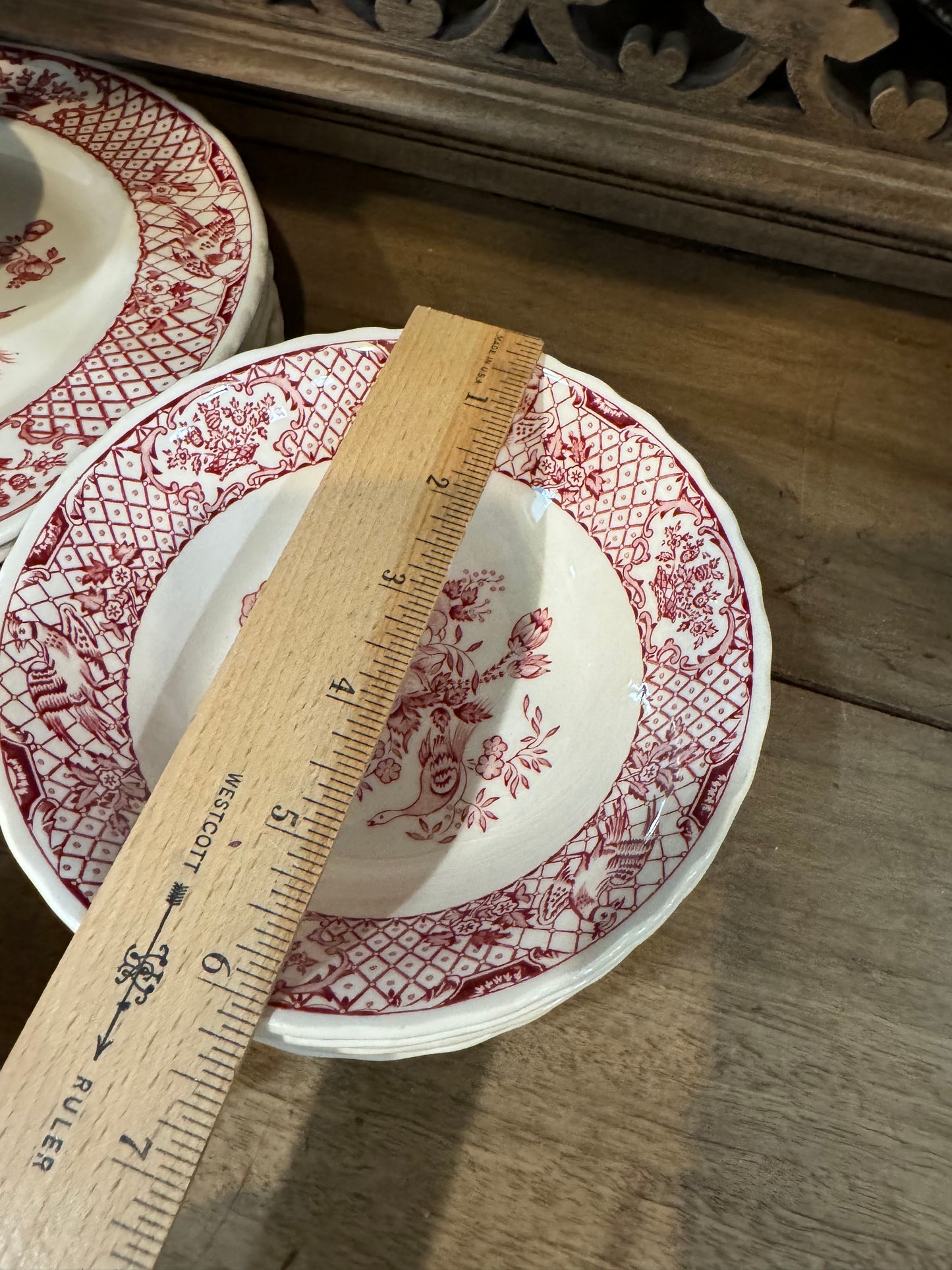 Vintage Mason's Ironstone Stratford Pink Dishes (red) - made in England sold individually