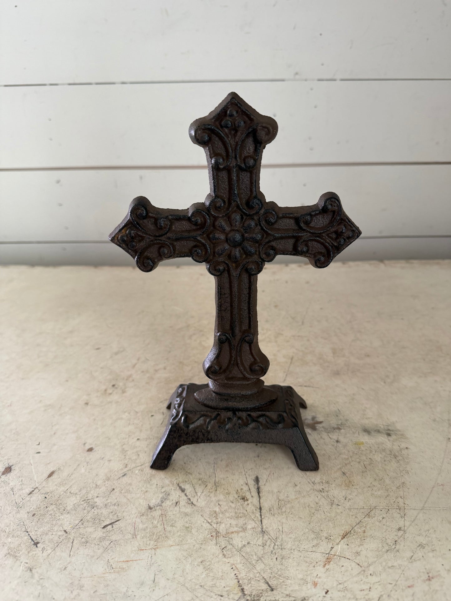 Cast Iron Cross Statue 10”