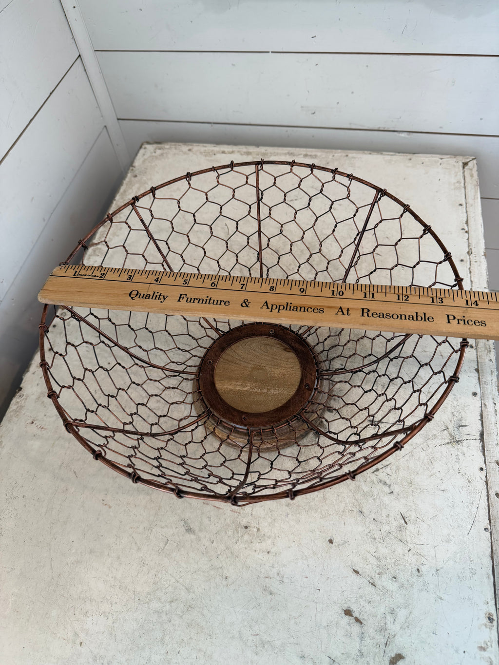 Chicken Wire Basket with Mango Wood Base