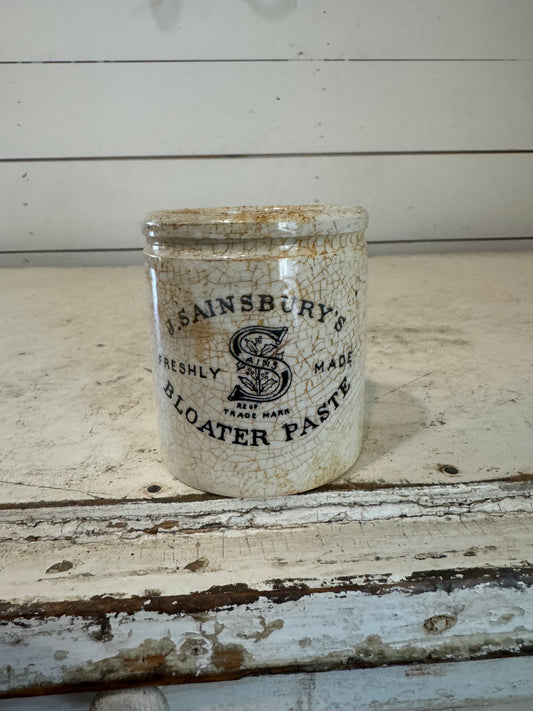 Edwardian Ironstone Advertising Crock Sainsburys Bloater Paste