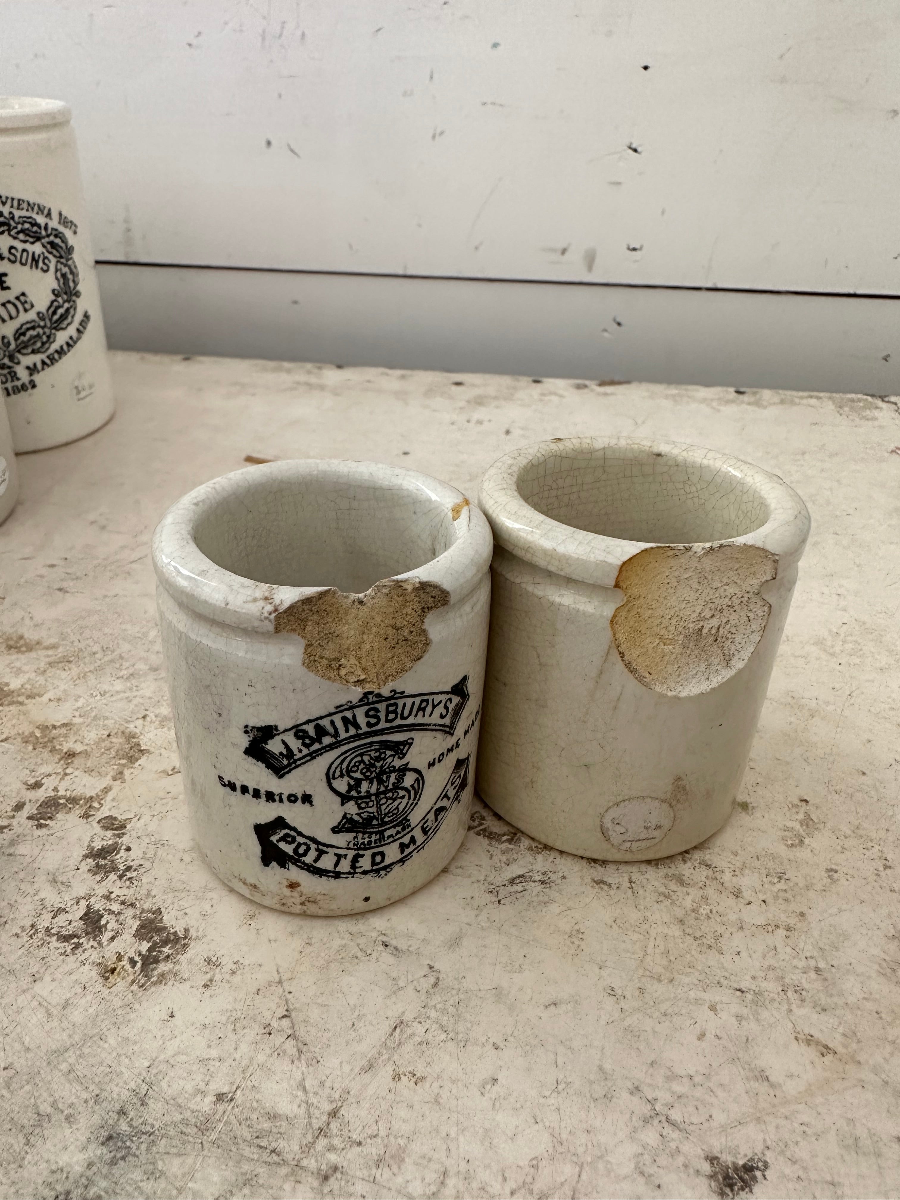 Victorian Antique English Advertising Pot – J. Sainsbury’s Potted Meats - sold individually