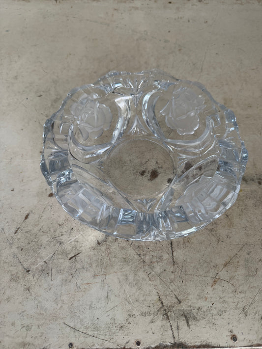 Rose Design Crystal Nut Or Candy Dish