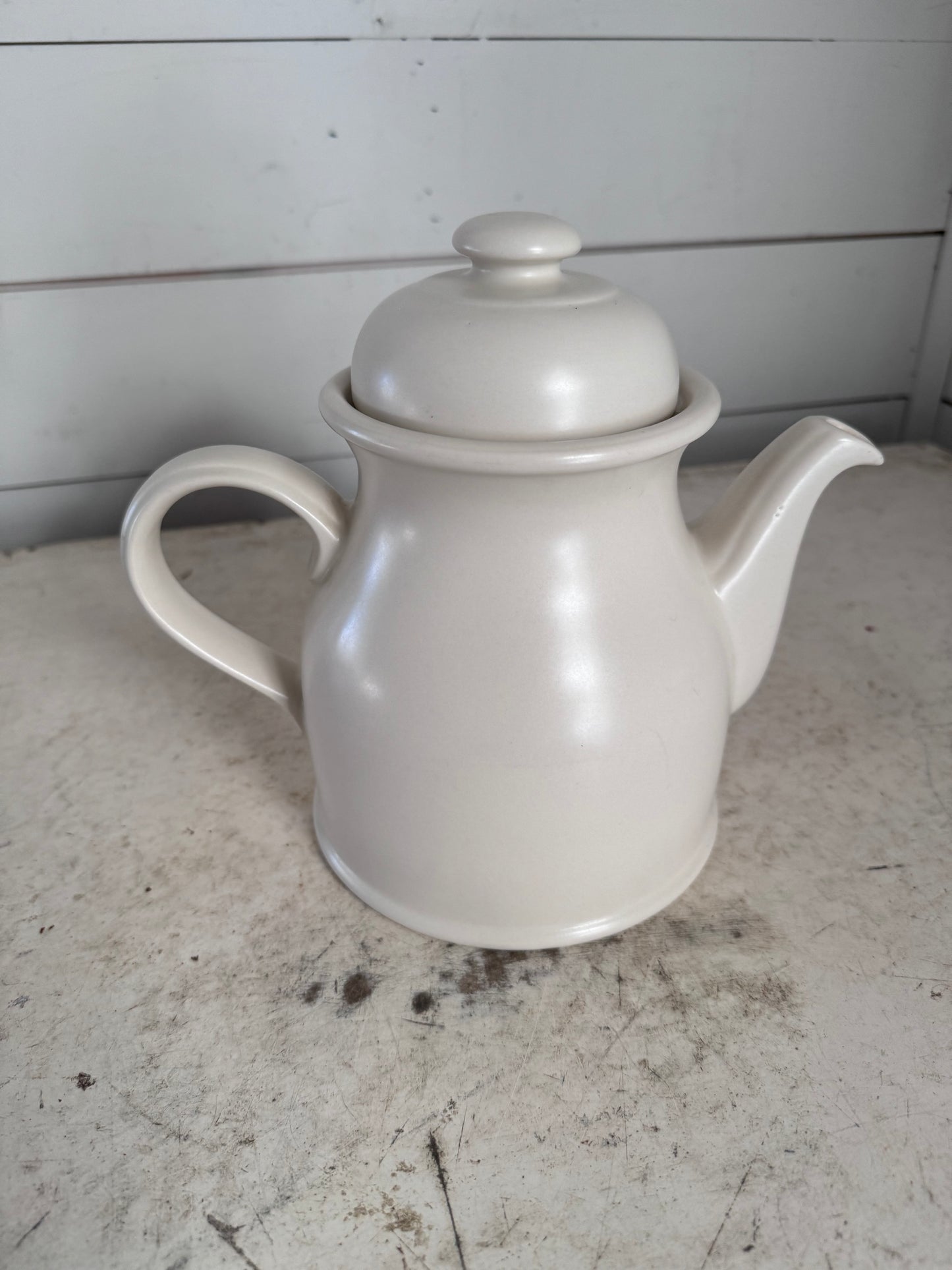 Mid Century Tea Pot Cream Stoneware