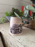 Pink Mini galvanized pitcher greenery not included hand painted 5”