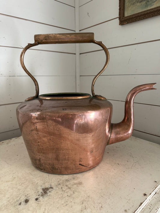 Antique George III Copper Kettle, 1800s Oversized