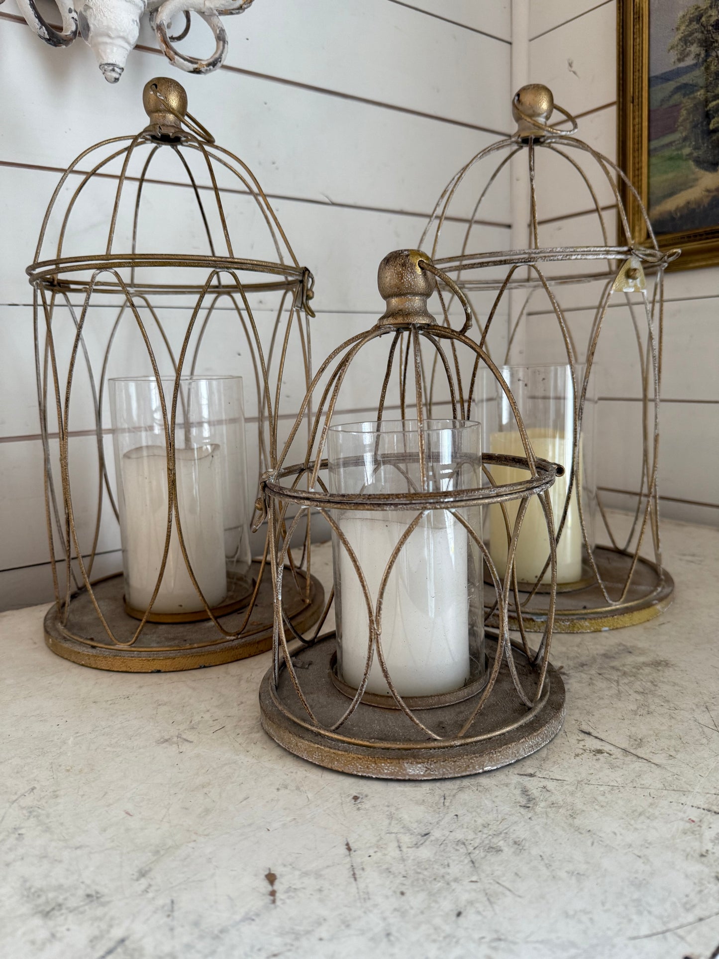 Wire Metal Bird cage with flameless candle included sold individually