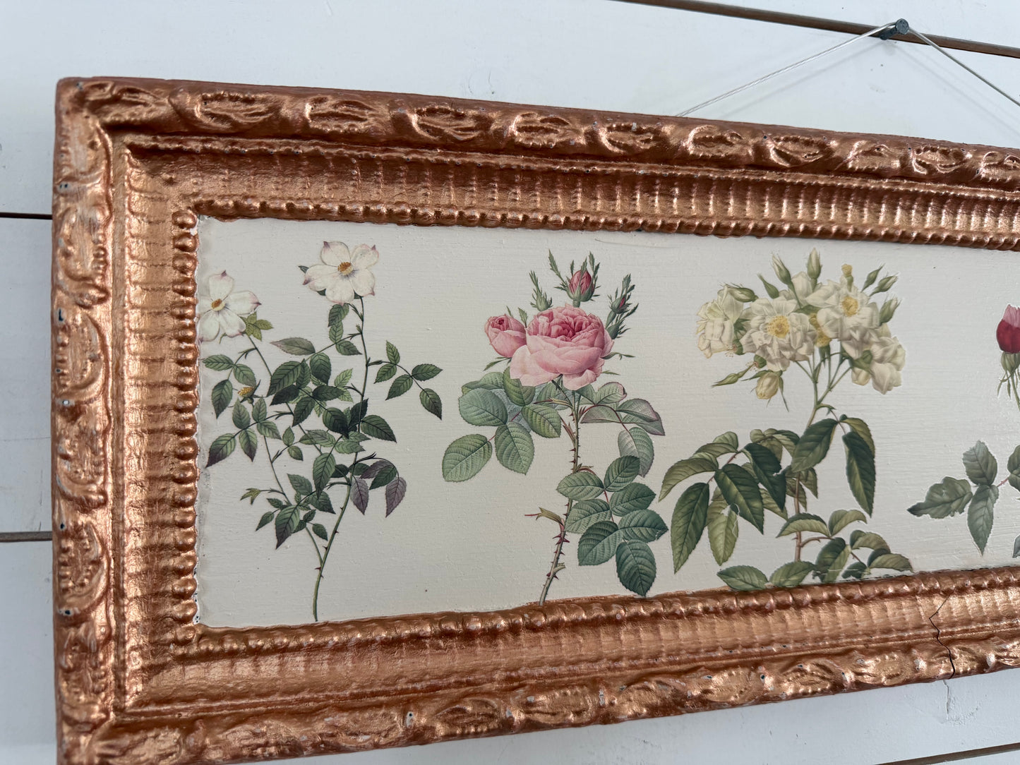 Rose Botanical Framed Art - frame is imperfect as is see photos