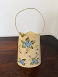 Vintage Metal Wall Hanging Pocket With Tole Style Floral