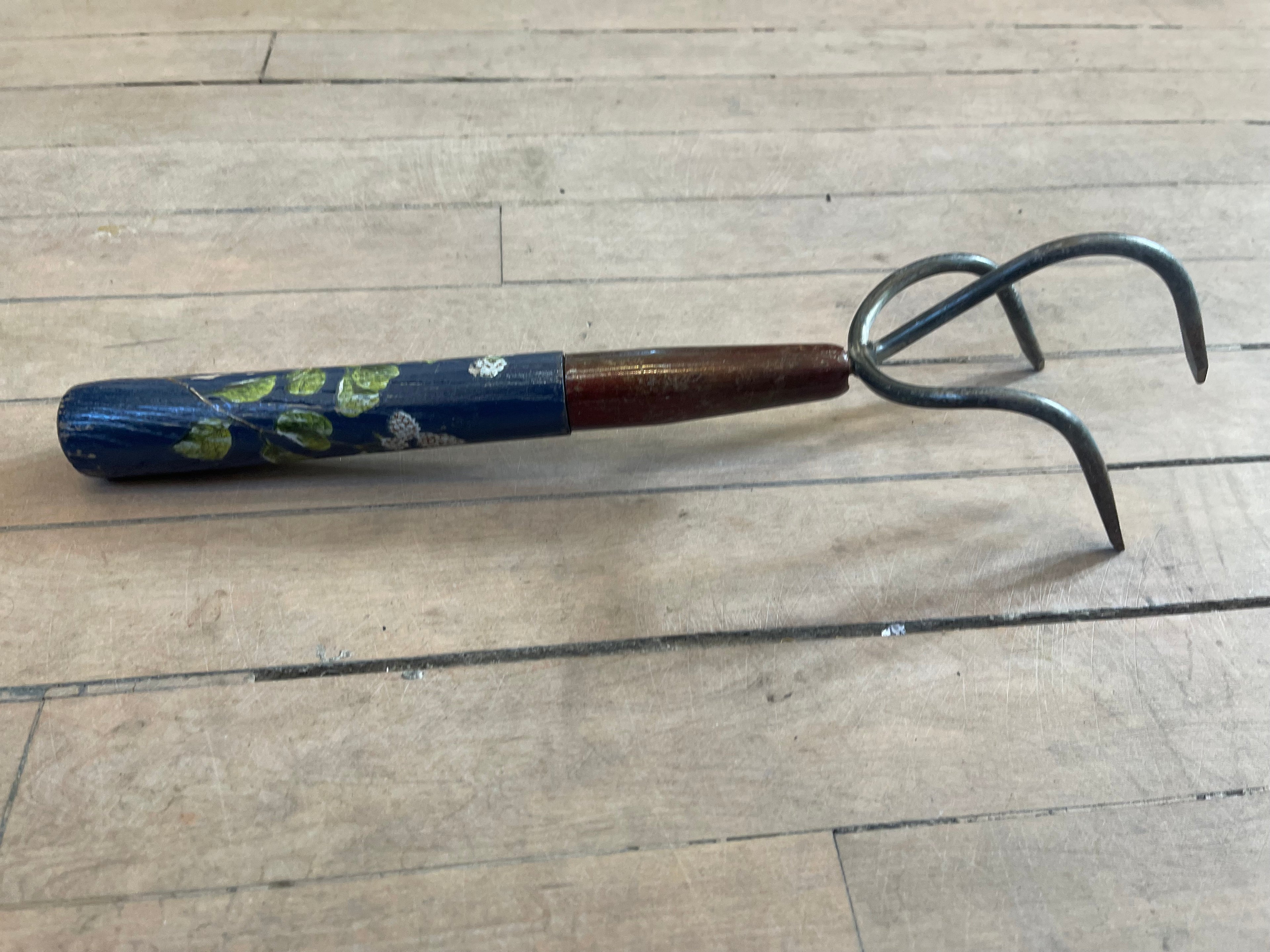 Vintage three garden cultivator with IOD makeover