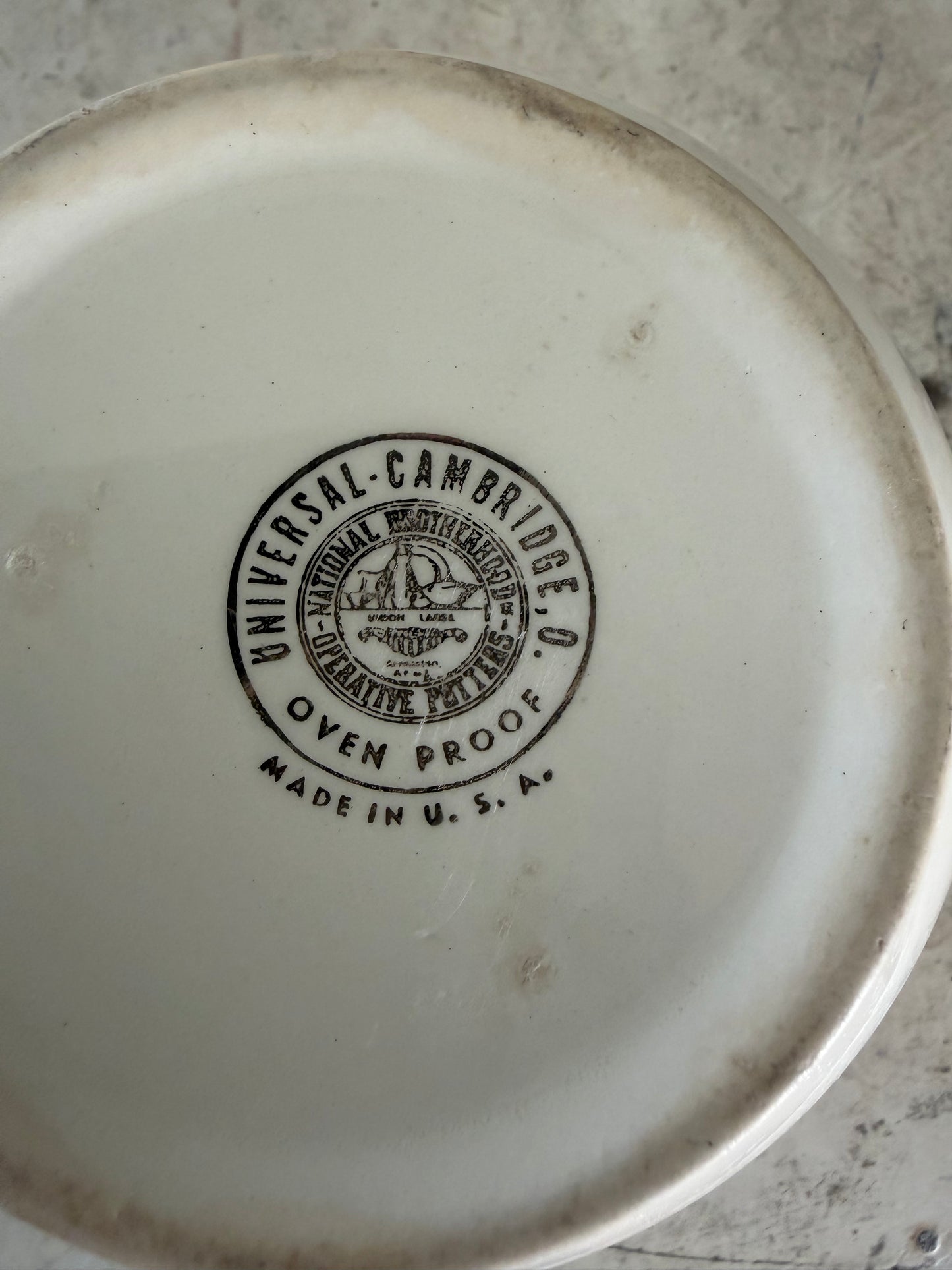 Universal Pottery Refrigerator Bowl In The Cattail Pattern - missing lid