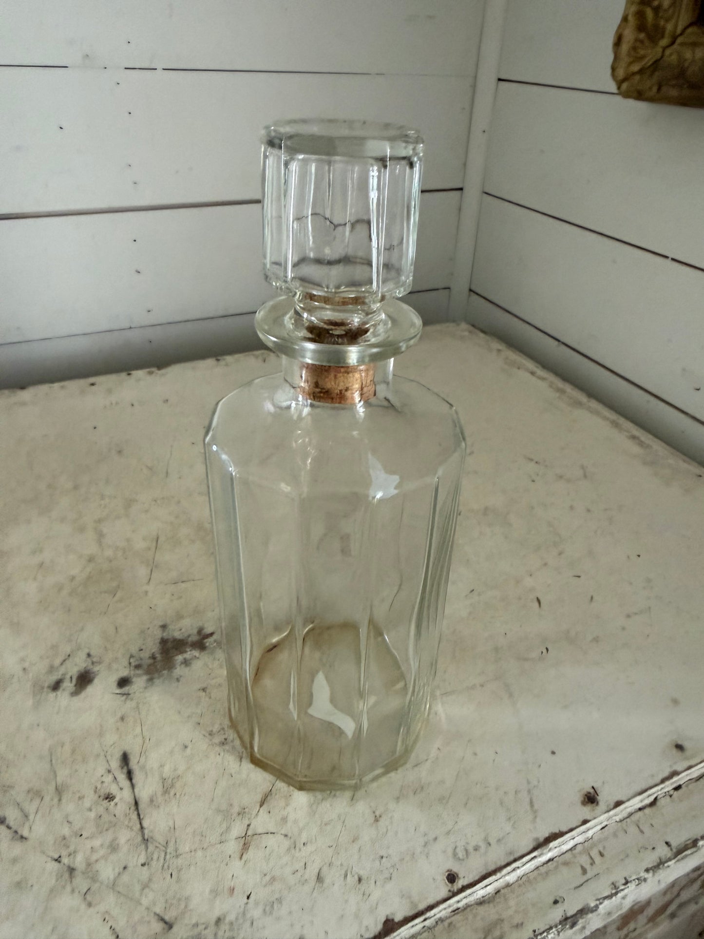 Vintage Mid Century Bormioli Italian 12 Panel Decanter 10 1/2" Italy