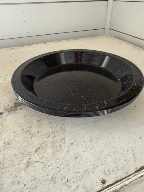 Black speckled enamel dished out plate sold individually