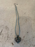 Silver Plate Over Copper CZ Heart Pendant Necklace