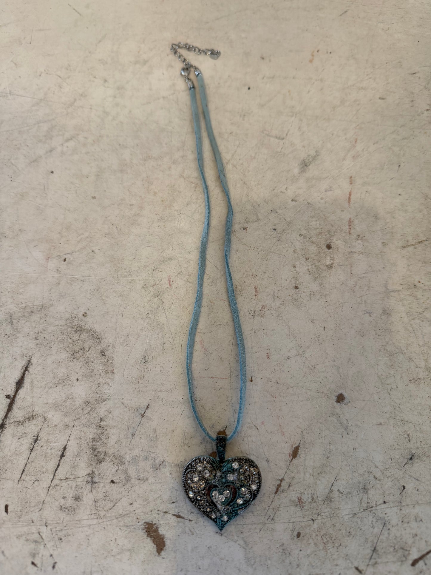 Silver Plate Over Copper CZ Heart Pendant Necklace