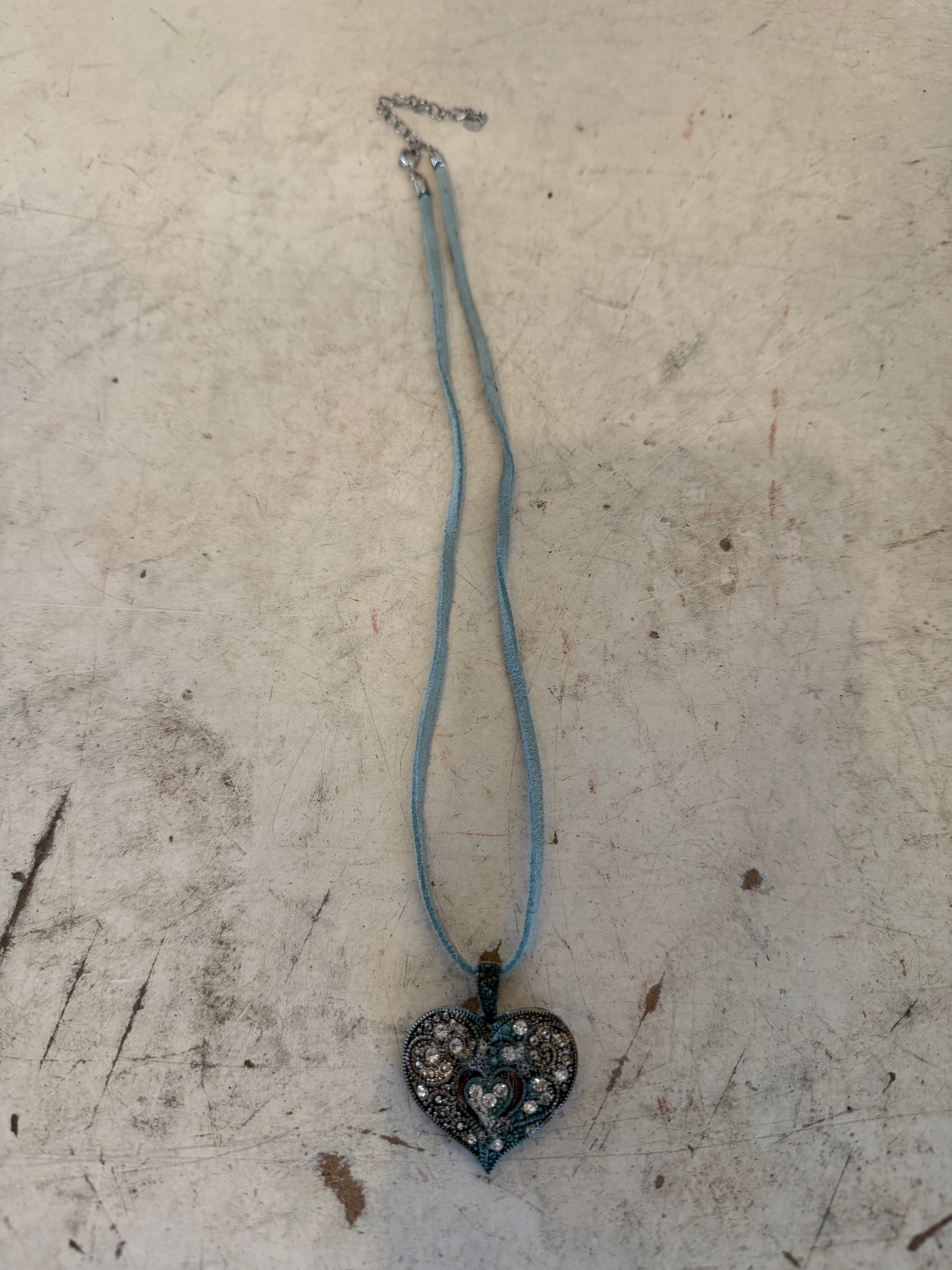 Silver Plate Over Copper CZ Heart Pendant Necklace