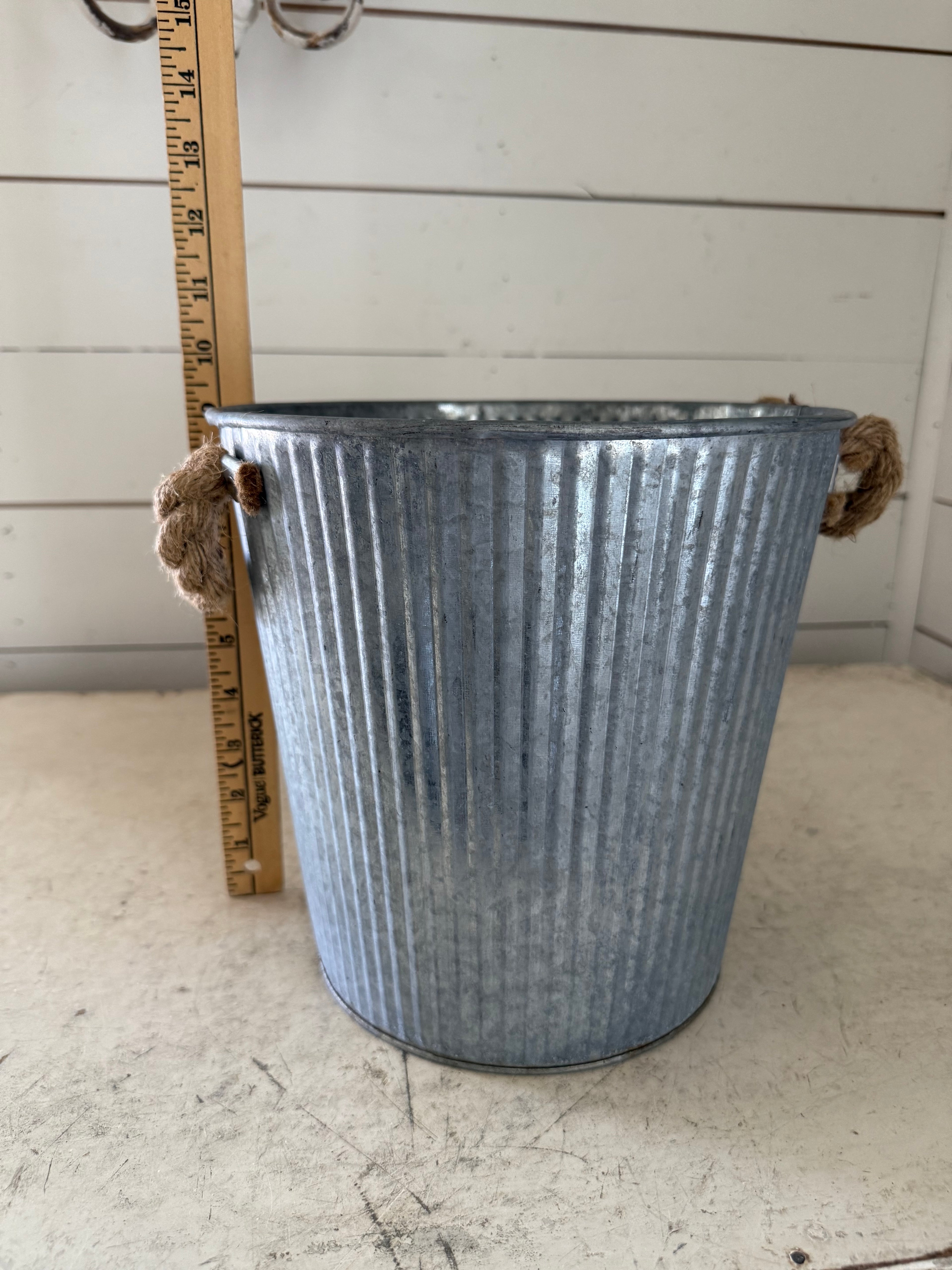 Galvanized, Fluted Planter Bucket