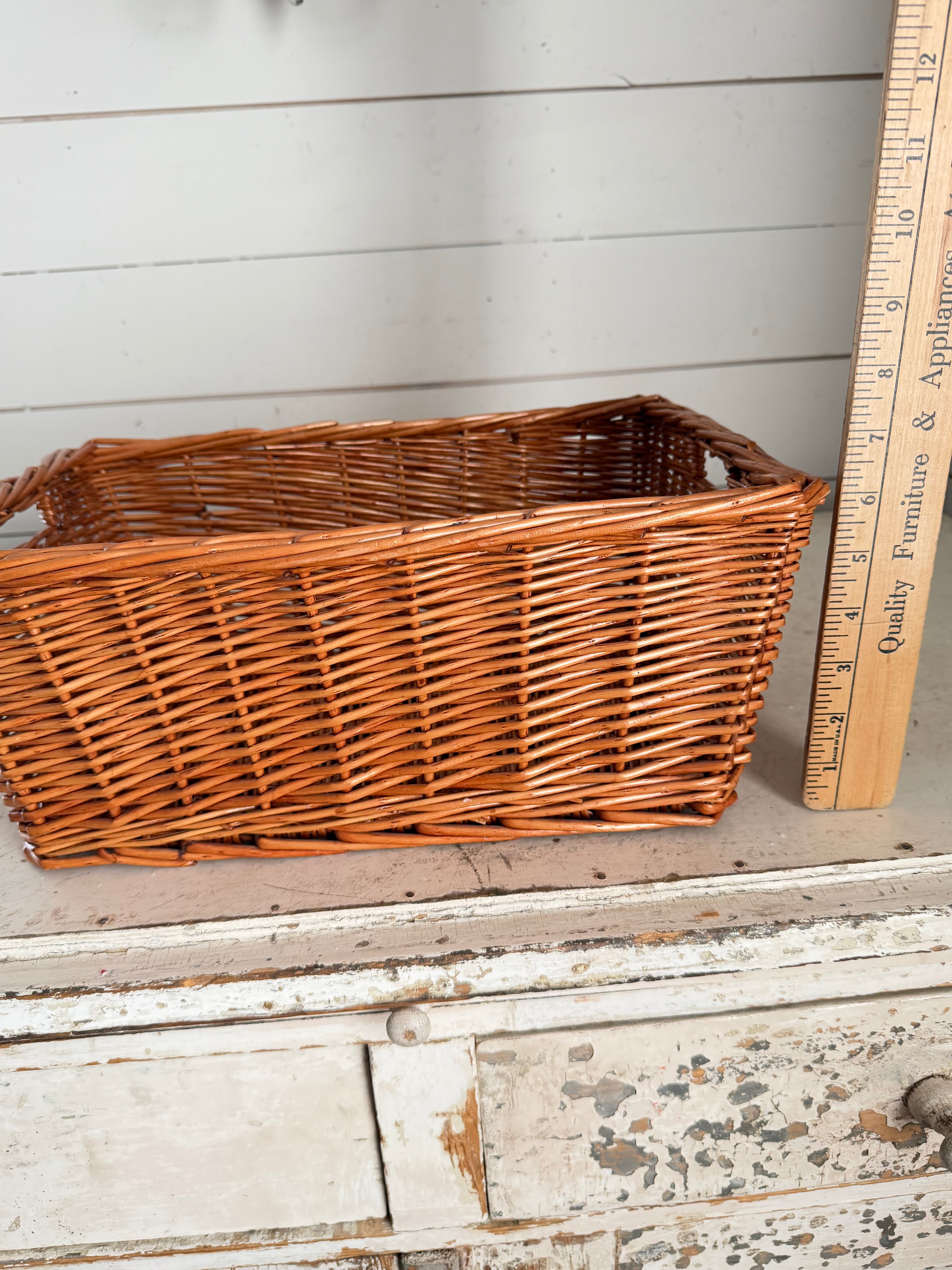 Natural wicker storage basket