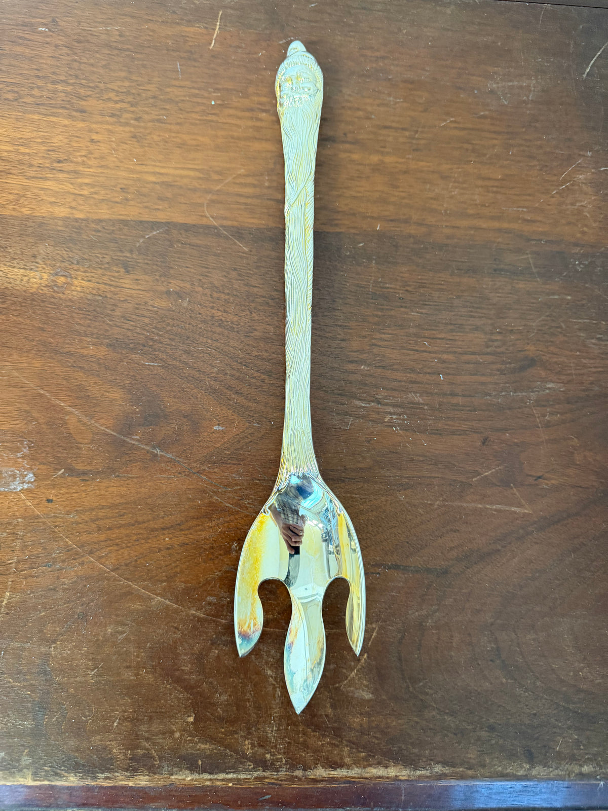 Vintage 13'' Silver Plated Santa Claus Salad Serving Spoon