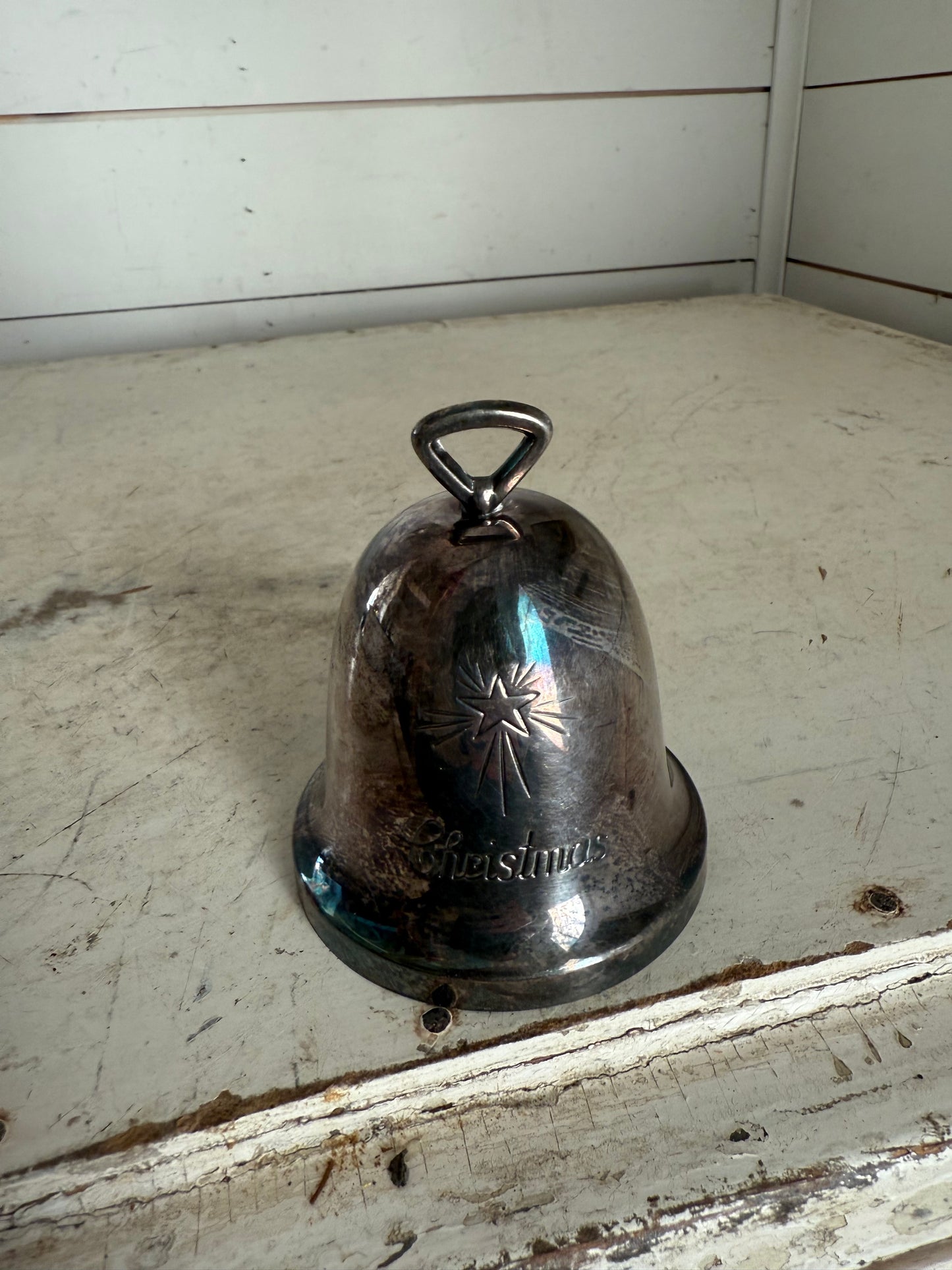 Tarnished Silver Vintage Christmas Bell