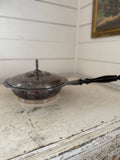 Vintage Silver Plate Round Chafing Dish Wood Handle
