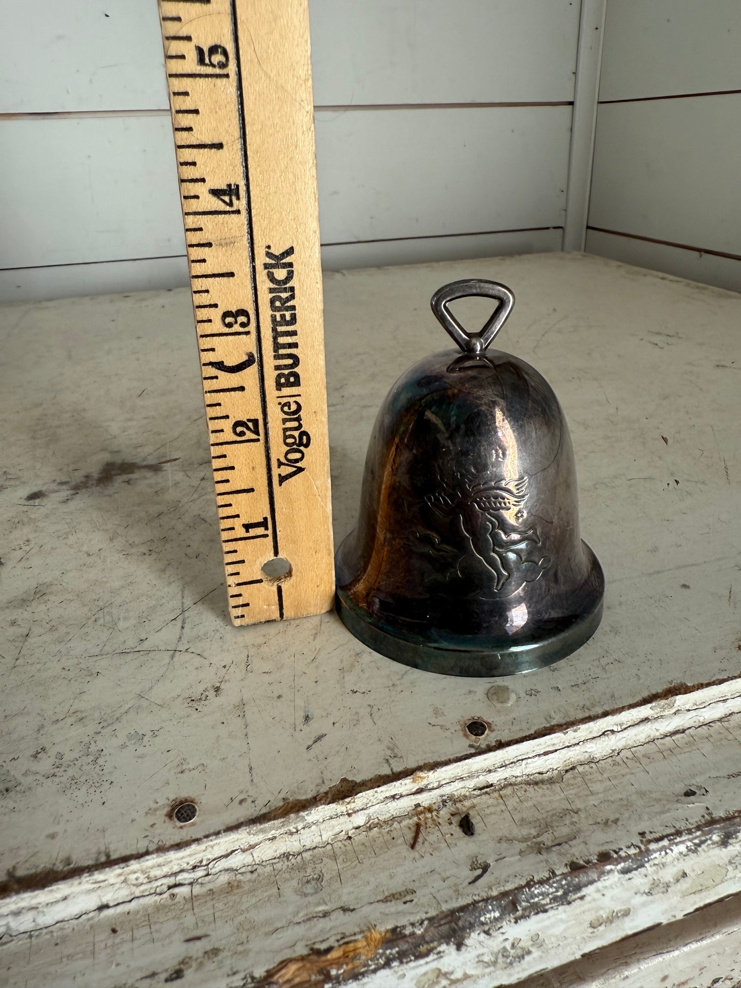 Tarnished Silver Vintage Christmas Bell