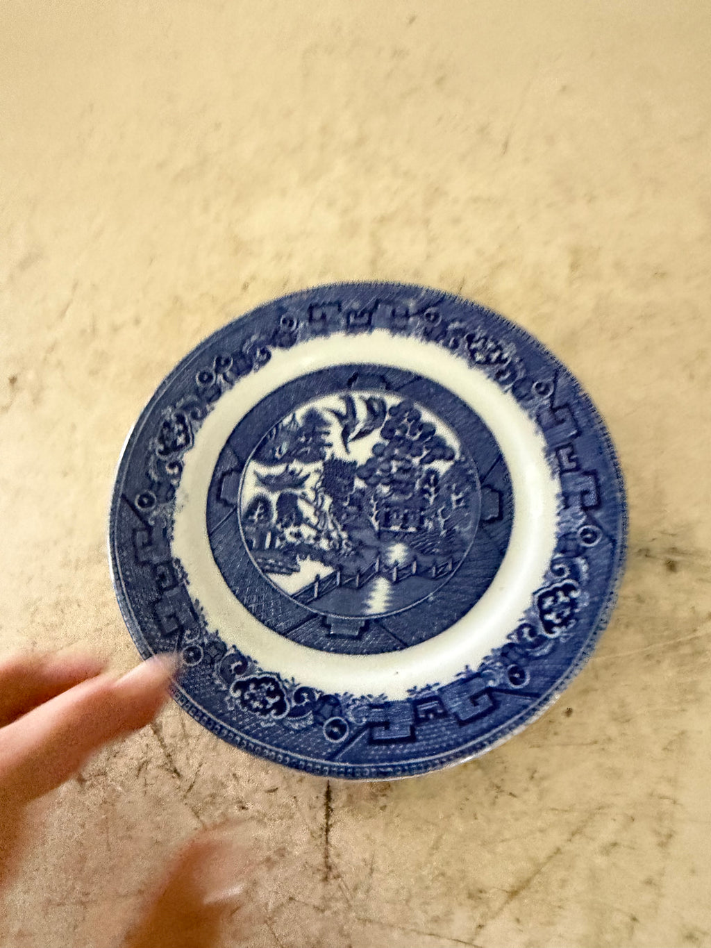 Vintage Bakewell Brothers Blue Willow Bread and Butter Plate Blue and White Willow Ware Hanley England as is