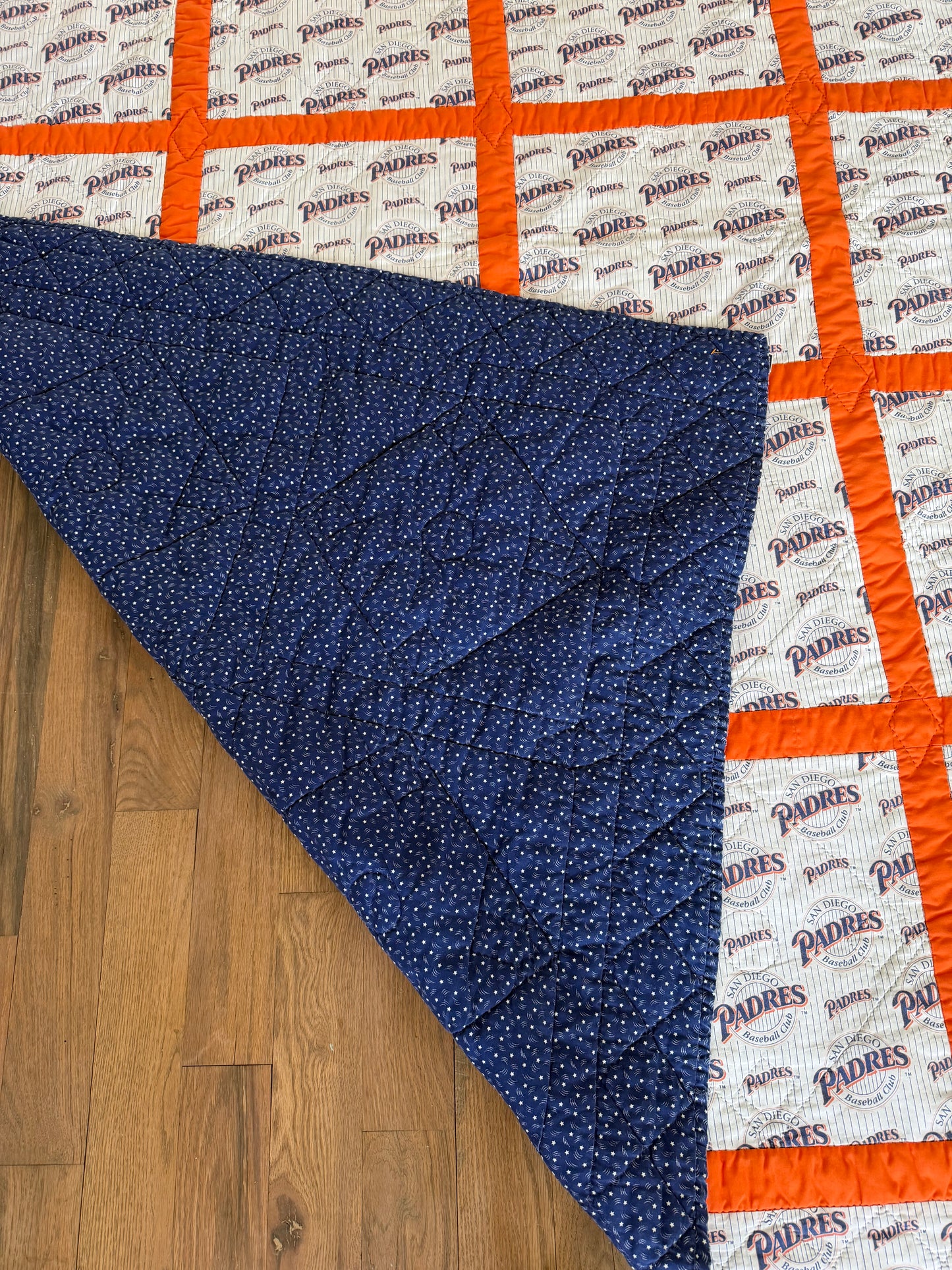 Hand Pieced Padres Blanket Twin