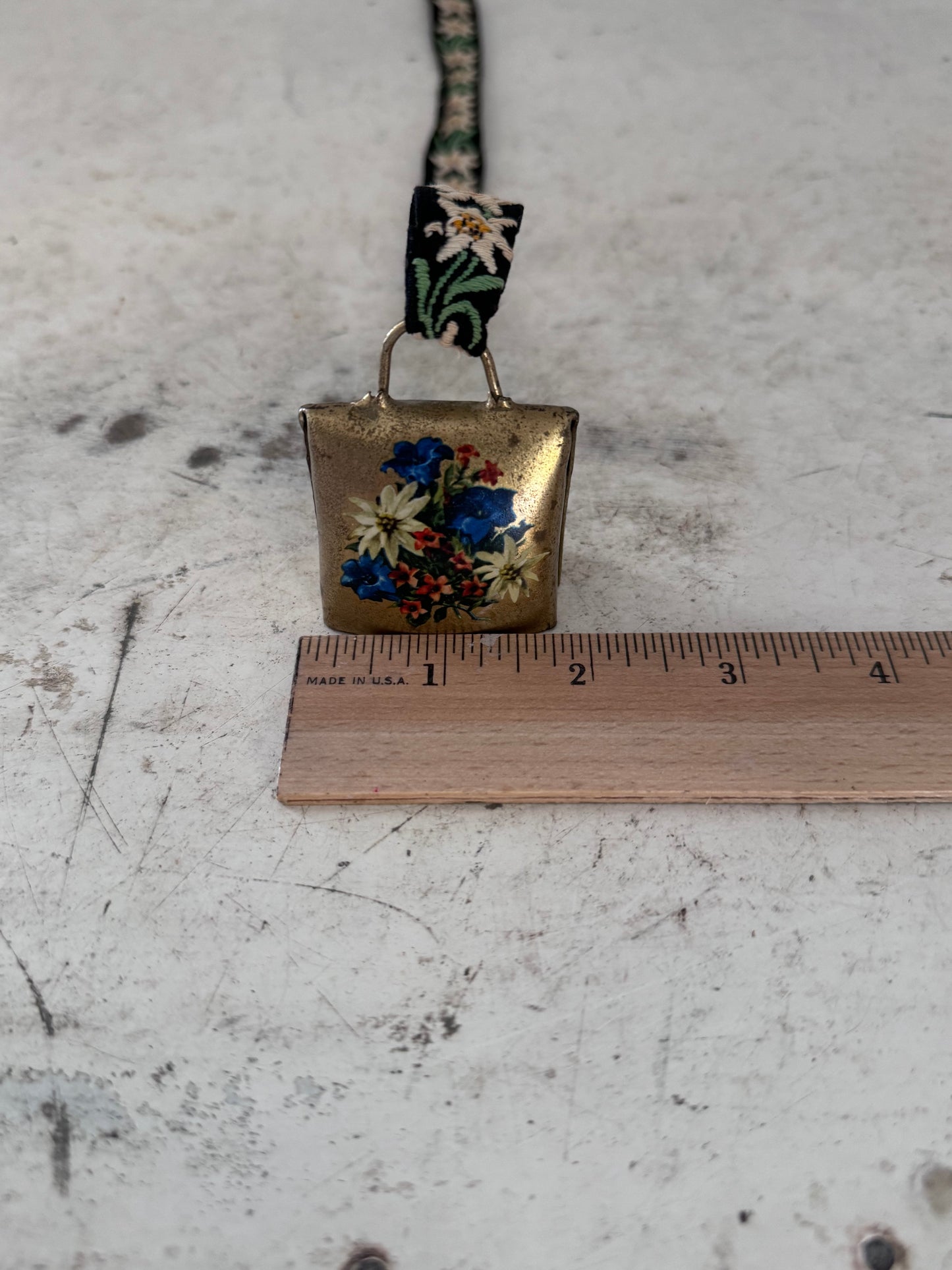 Alpine Flowers Brass Sheep Bell