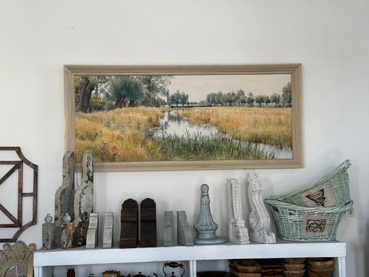 Oversized landscape framed print with hand painted frame